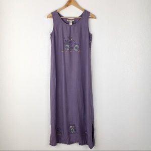 Vintage Sweet Jessie Purple Linen Blend Maxi Dress